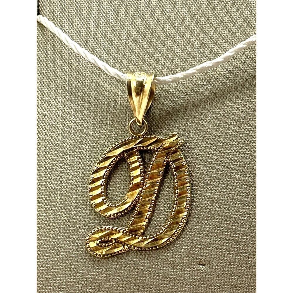 10K Yellow Gold "D" Pendant Initial Charm (15359)